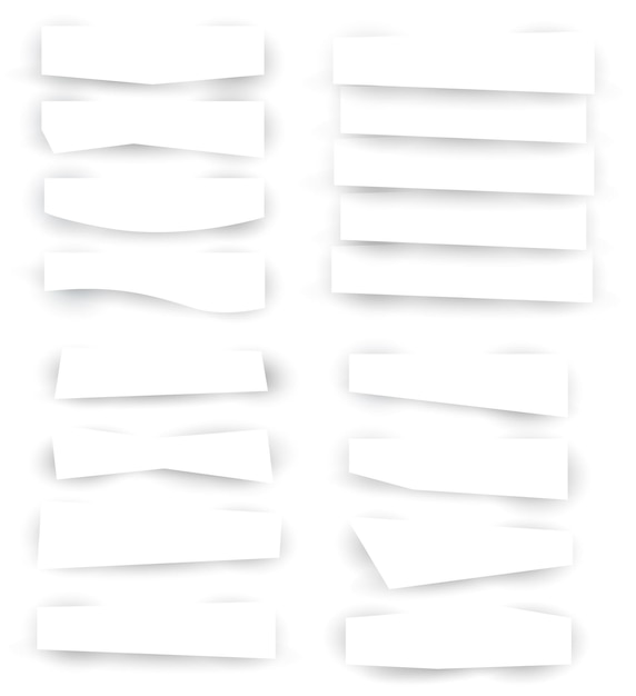 Vector set of blank stripe paper horisontal banners with realistic shadows element for advertising promotional message isolated on white background vector illustration eps 10 for your design and business