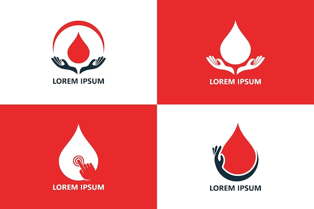 Set of blood care logo template design vector