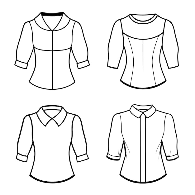 Vector a set of blouse line drawing vector illustration design