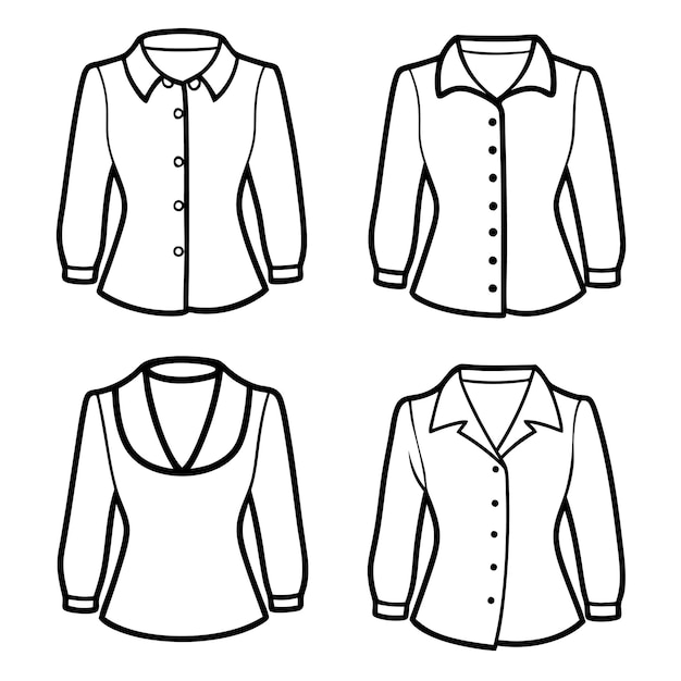 Vector a set of blouse line drawing vector illustration design