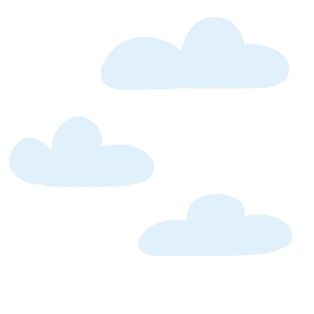 Set of blue clouds in cartoon flat style Hand drawn vector illustration of cloud icons