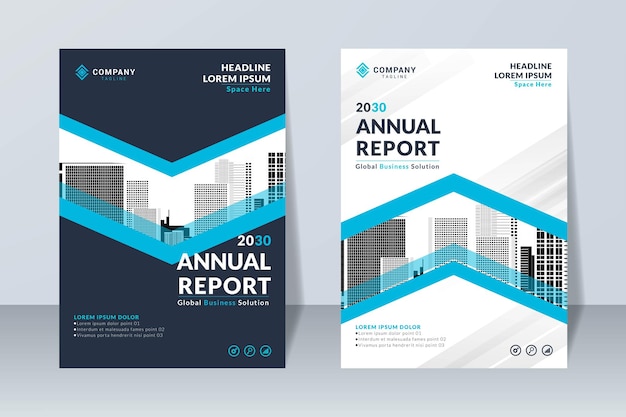 set of blue corporate annual report design template