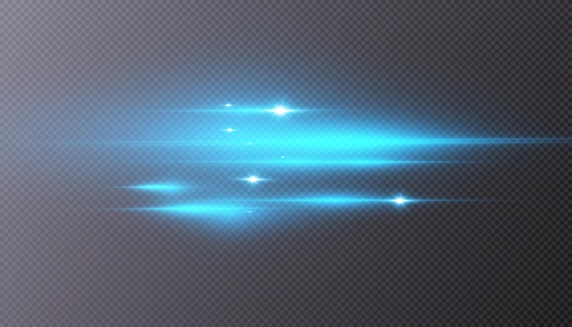 Set of blue horizontal highlights. Laser beams, horizontal light beams.Glowing stripes