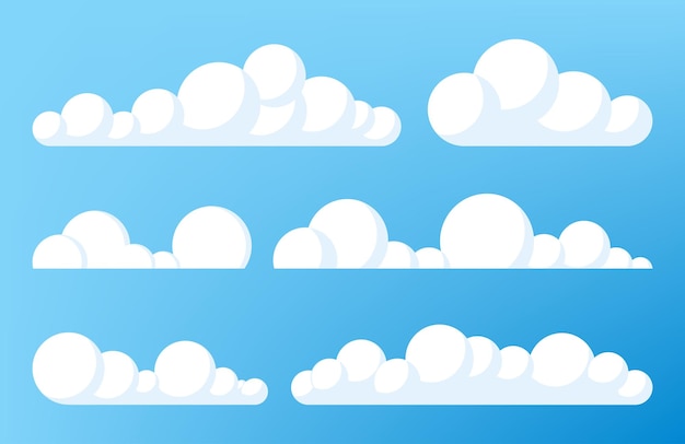 Set of blue sky clouds Cloud icon cloud shape Set of different clouds Collection of cloud icon shape label symbol Graphic element vector Vector design element for logo web and print