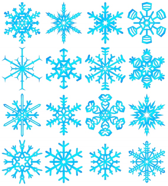 Set of blue snowflakes