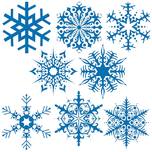 Set of Blue Snowflakes