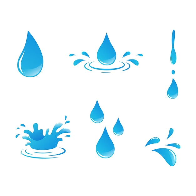 Set of blue water drop icons isolated white background vector illustration