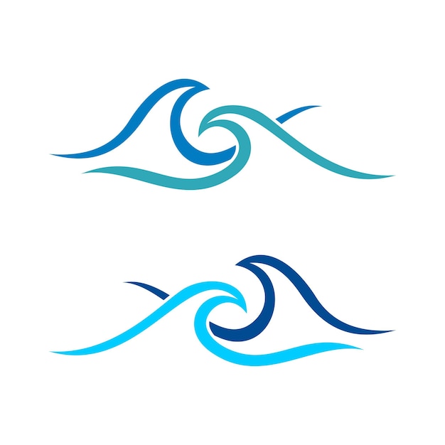 Set Blue Waves Line Logo Template Illustration Design Vector EPS 10