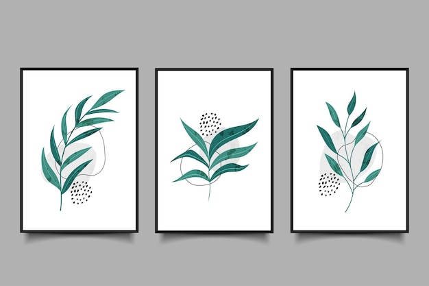 Vector set of boho aesthetic floral branch for wall decoration