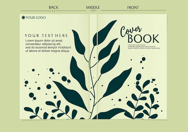 set of book cover designs on nature theme with leaf silhouettes. elegant and modern background