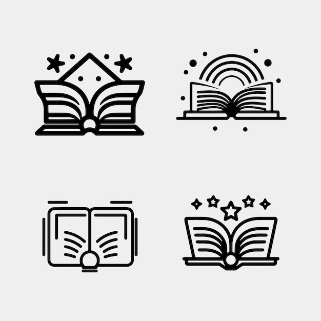 Set of book icon isolated on white