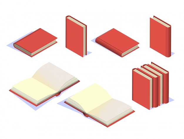 Set book icons in isometric