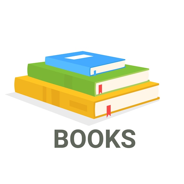 Set of book icons in style flat design