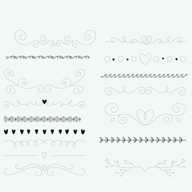 Set of book vignettes dividers and separators text delimiters collection vector