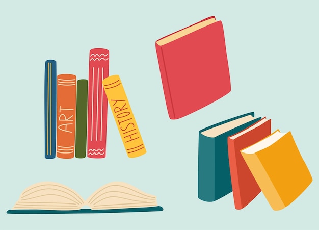 Set of Books in Flat Design Vector Illustration