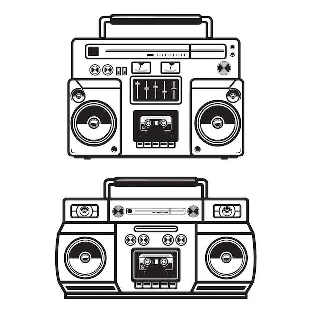 Set of boombox illustrations on white background. . 