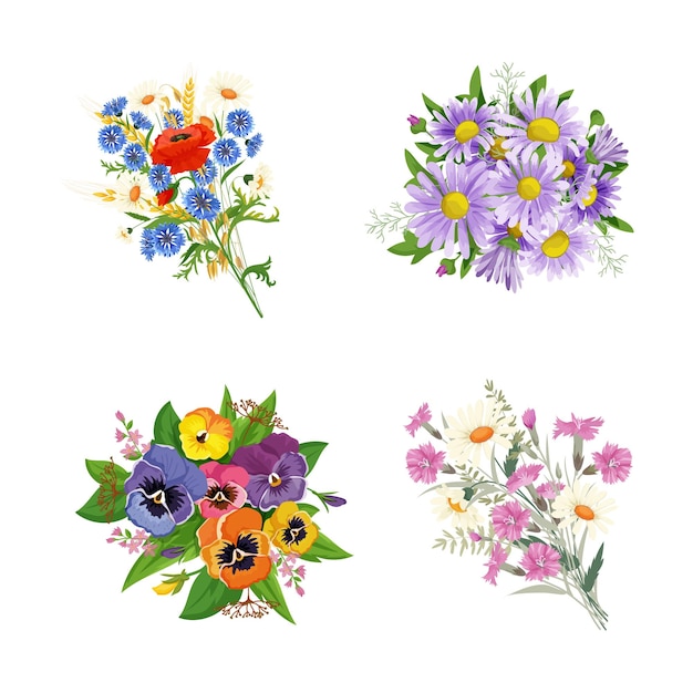 Set of Bouquets of Flowers