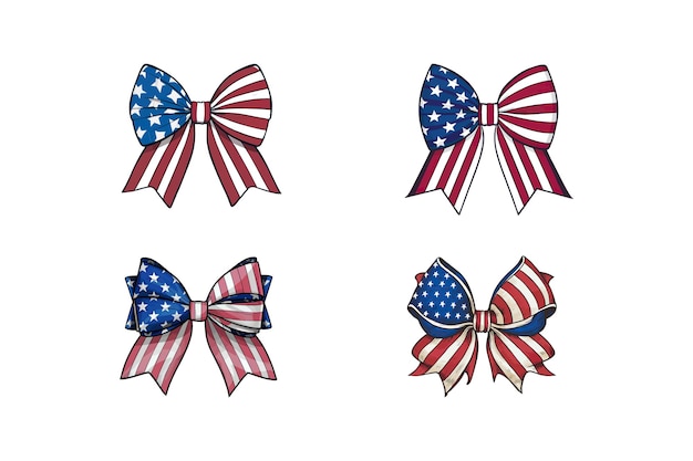 A set of bow ties with stars and stripes vector illustration