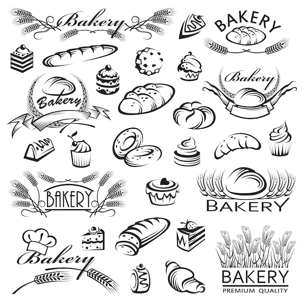 set of bread and bakery products