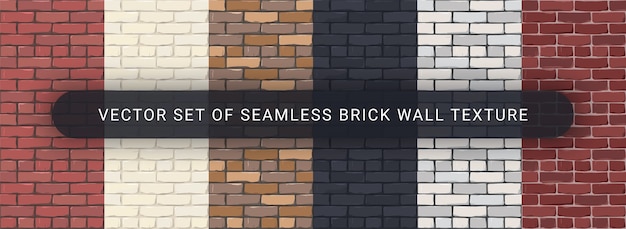 Set of Brick Wall Texture Background. Modern Realistic Different Color Brick Wall Textures.