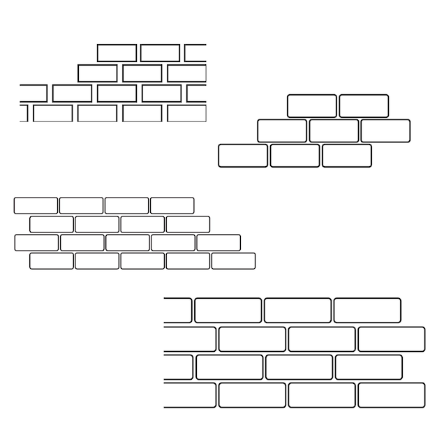 Set of brick walls in line style Vector illustration