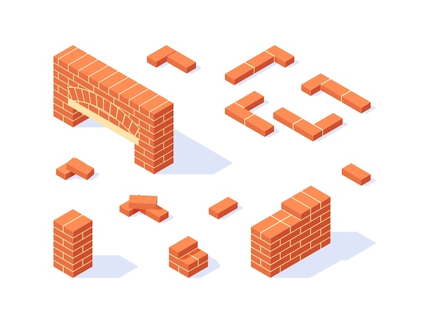 Set of Brickwork isometric icons