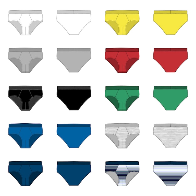 Vector set of brief pants underwear men template