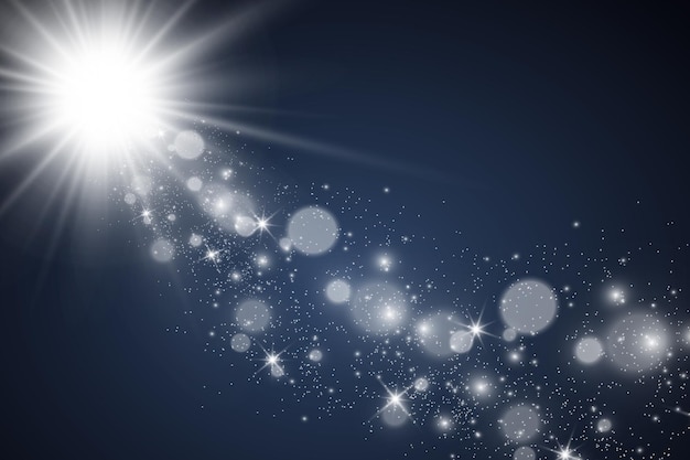 Set of bright beautiful stars. Light effect Bright Star. Beautiful light for illustration.