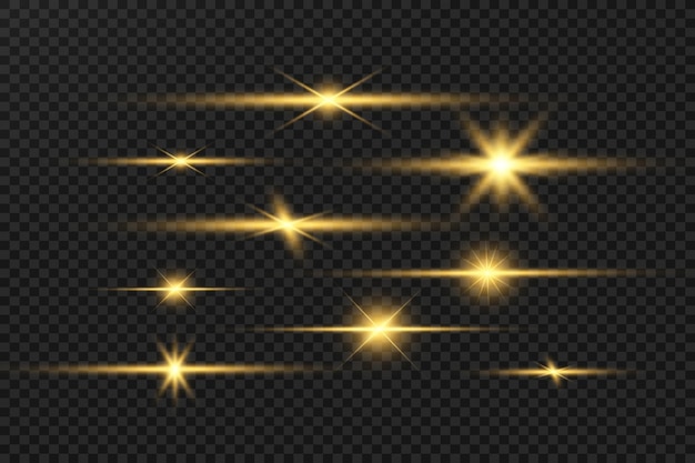 Set of bright beautiful stars. Light effect Bright Star. Beautiful light for illustration.