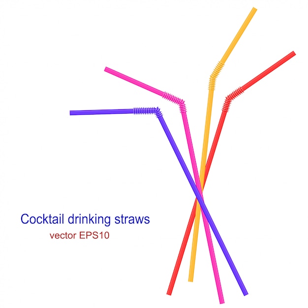 Set of bright cocktail straws