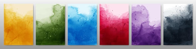 Set of bright colorful watercolor background