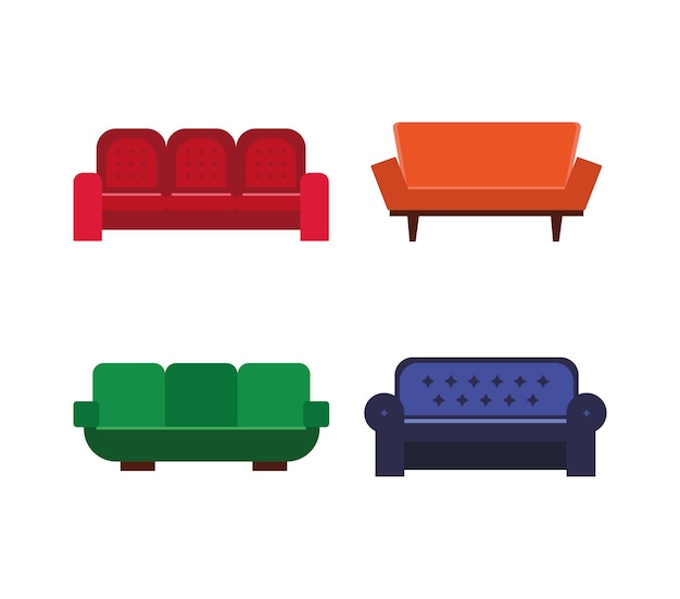 A set of bright furniture in a flat style.