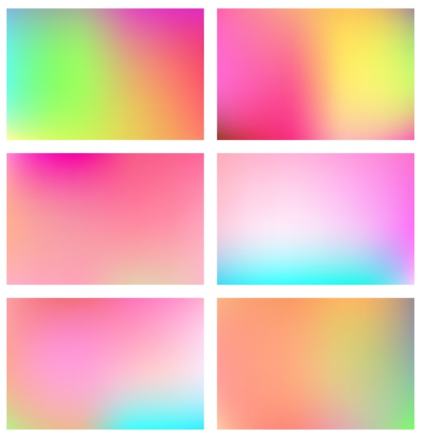 Set of bright gradient blurred colours background