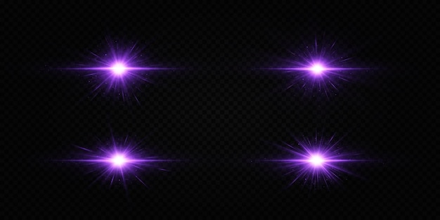 Set of bright stars Purple glowing light