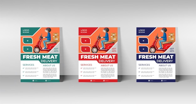 A set of brochures for food delivery.