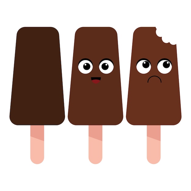 Set of brown chocolate ice creams on a stick