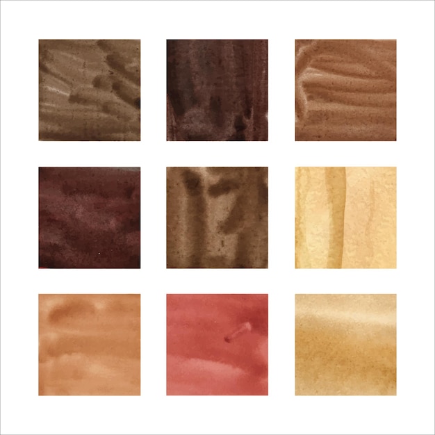 Set brown shades watercolor squares