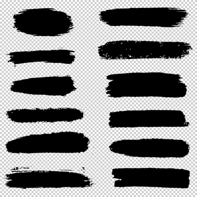 Set of brush strokes.Collection of brush hand drawn graphic element. grunge background.