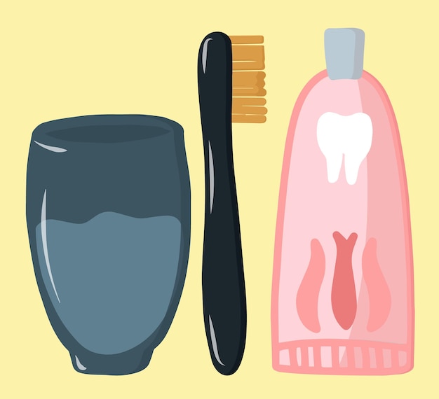 Set for brushing teeth and oral hygiene Morning routine Dental care