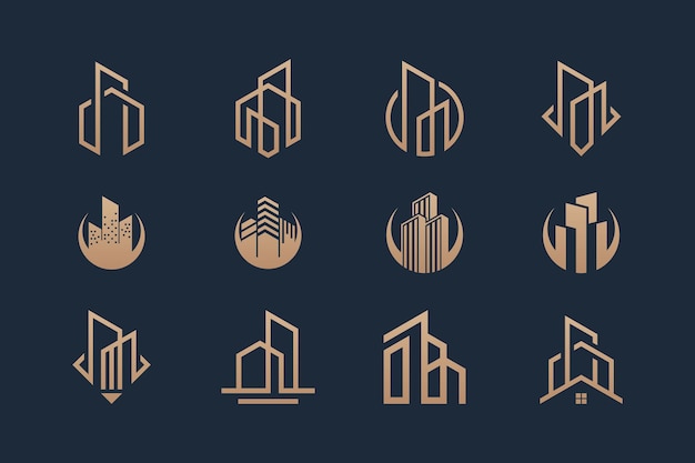 Set of building architecture logo design