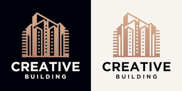 set building construction logo, building logo geometric lines icon design real estate logo template