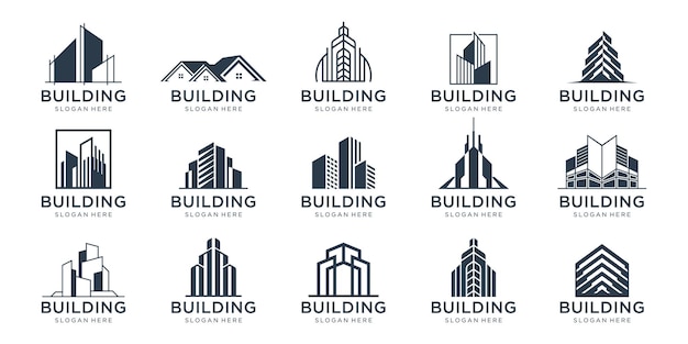 Set of building logo design inspiration architecture sets real estate logo design collection build