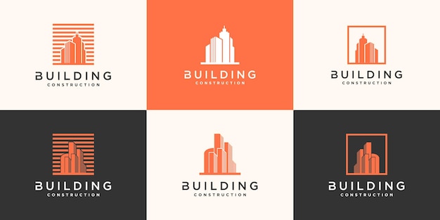 Set of building logo design template,modern, concept,real estate, and businnes card. Premium vektor