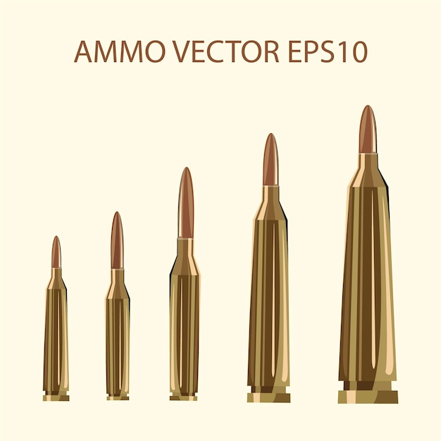 set of bullets Gun bullets ammo weapon realistic bullets vector ammo set