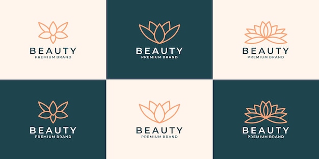 Set bundle creative flower lotus logo design for your business saloon, spa, cosmetic, resort etc