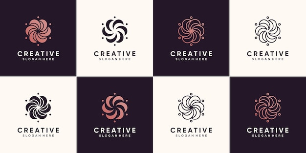 Set bundle floral beauty logo design for beauty salon and spa with unique concept Premium Vector