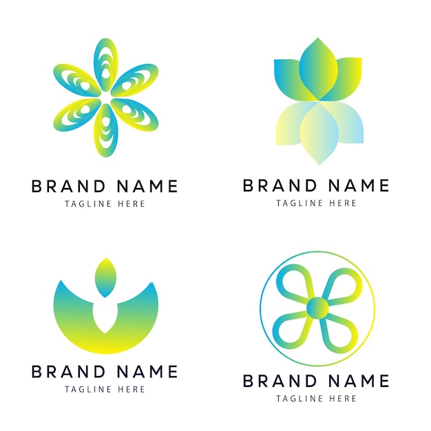 set or bundle green gradient logo template vector design