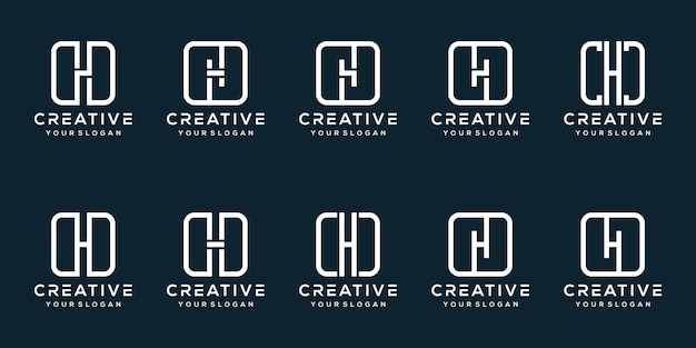 set bundle letter h logo template