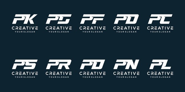 set bundle letter p logo template