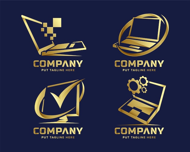 Set bundle Premium technology computer logo template for company Premium Vector